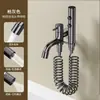 Grifo para fregadero de cobre completo color Gris Pistola, grifo monomando con rociador, multifunción, tipo extendido para balcón, de pared abierta