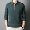 Suéter de hombre de 100% lana, otoño e invierno, nuevo, grueso, superfino, de punto, informal, tipo polo, ajustado.