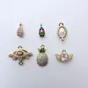 Pingente de Pingente de Abacaxi Gota d'Água com Zircônia Micro-Incrustada de Cobre que Preserva a Cor para Brincos DIY, Colares, Pulseiras, Pingentes de Franja, Acessórios de Joias