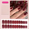 Uñas de Manicura Rectangulares Rojas Portátiles al por Mayor Uñas de Manicura Productos Terminados Removibles Uñas de Manicura Portátiles de Gama Alta