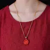 Colgante Original Finamente Tallado con Patrón de Nube de Dragón y Fénix de Cinabrio Mineral Collar de Cinabrio Imperial del Año de Nacimiento para Hombres y Mujeres Joyería de Regalo al por Mayor