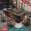 Juego de mesa de té y sillas de madera maciza, mesa de té de oficina con tetera, mesa de té integrada, preparación de té Kung Fu, una mesa y cinco sillas