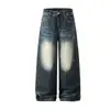 Jia Yi Ku Marca da Moda 2026 Novos Jeans Lavados com Bigodes Estilo Retrô Americano Lenço com Estampa de Leopardo Calças de Cintura Alta Personalizadas