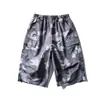 Izexx Pantalones Casuales Camuflaje Retro Americano de Moda Cortos de Pierna Ancha Unisex Ropa de Trabajo Pantalones de Playa Versátiles Moda Verano