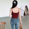Bolsa Colgador de Ropa Otoño e Invierno Algodón Cepillado Cálido Camisola Copa Fija de Látex Estilo Coreano Push-Up Slim Top Base para Mujer