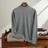 Suéter de Cachemira para Hombre 100% Cachemira Pura Otoño e Invierno Nueva Llegada Prenda de Primera Línea Cuello Semi Alto Manga Larga Suéter Base de Punto