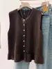 Jaqueta Colete Tricotado Laranja Abóbora de Luxo para Mulheres 2026 Estilo Novo de Início de Primavera Colete Camadas de Renda com Barra Macia e Lisa