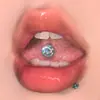Anel para Língua com Parafuso Externo em Aço Inoxidável com Detalhe de Gota de Óleo Laser Brilhante Joia Piercing Europeia e Americana Anel para Língua Beber Atacado