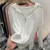 Sudadera Cardigan Fina Suave de Manga Larga para Mujer 2026 Nuevo Estilo de Verano Versátil Camiseta Ropa con Protección Solar Camisa de Aire Acondicionado Top