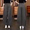 Calça balloon wide leg com cós traseiro semielástico, caimento fluido, efeito emagrecedor, adequada para o trabalho e uso casual, calça longa fina de verão 2026