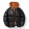 Nueva chaqueta de algodón de invierno de comercio exterior para hombre, moderna, holgada, con capucha, engrosada, de dos piezas falsas, abrigo de algodón, chaqueta de algodón cálida para jóvenes para comercio transfronterizo