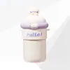 Vaso de Vidrio de Alta Apariencia para Niñas, Lindo Vaso con Popote 3D, Gran Capacidad, Botella de Agua Portátil Cruzada para Niños y Estudiantes
