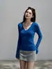 Suéter de Lã Tricotado Gola V Estilo Simples Slim Fit Manga Longa Feminino Temperamento Emagrecedor 2026 Nova Chegada Top 8066