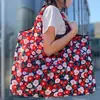 2025 Nueva Bolsa de Compras Plegable Tela Floral Portátil Poliéster Tote Bolsa de Almacenamiento Gran Capacidad Bolsa para la Compra del Supermercado Venta al por Mayor