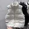 Chaleco de plumón con cuello alto para mujer para usar como prenda exterior, diseño ligero y cálido, chaleco de plumón de pato blanco cálido, chaleco de boca grande, talla grande moderno