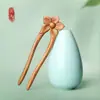 Penteado com grampo de cabelo duplo em U estilo antigo penteado hanfu pauzinhos de madeira de pêssego de alta qualidade grampo de duas hastes adorno de cabeça grampo antigo puxador de cabelo de madeira
