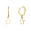 Pendientes blancos estilo Ins con aguja de plata S925, superventas, estilo femenino, estilo dulce, encantadores pendientes de estrella colgantes, traje.