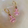 Pendientes de calabaza rosa, collar con circonitas de ojo de gato, ligeros, de lujo, de alta gama, estilo retro chino, joyería antigua.