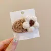 Presilha de Cabelo de Alto Padrão Coreana para Mulheres Presilha de Lã Estilo Retrô Outono Inverno Presilha para Franja Presilha Fofa de Coração Acessórios de Cabelo Adorno de Cabeça