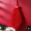 Toalla de Mano Roja Festiva Absorbente para Colgar, para Cocina y Baño del Hogar, Pañuelo Limpiador Lindo de Vellón de Coral