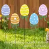 Cartel de Jardín de Pascua con Huevos de Colores y Lazos, Decoración Impermeable y Resistente a la Decoloración para Césped y Jardín al Aire Libre