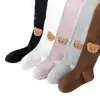 Medias para bebé niña para otoño e invierno, nuevo diseño engrosado para usar al aire libre, con cabeza de oso de dibujos animados 3D y rayas verticales, leggings para niños pequeños