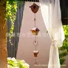 Decoración de Metal Retro de Nuevo Producto Transfronterizo Amazon Cadena de Lluvia Triple Nido Colgante Creativo Corazón para Patio con Campana