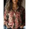 2026 Roupas Femininas Amazon Europeias e Americanas Transfronteiriças Primavera e Verão Nova Camisa Casual Estampada Retrô de Manga Longa Camisa de Linho de Bambu