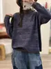 Otoño 2026 Transfronterizo Nuevo Hilo de Algodón Retro Holgado Suéter de Cuello Medio Alto Versátil Casual Tejido Pulóver Mujer