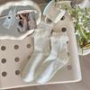 Calcetines blancos de mujer de longitud media, medias de encaje dulce, primavera y verano, combinables, estilo japonés, calcetines de princesa Lolita lindos.
