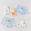 Cuecas Boxer Infantis 100% Algodão Classe A, Pacote com 5, Estampa de Caranguejo de Desenho Animado, Adequadas para Crianças Pequenas e Médias, Amigáveis para Bebês sem Apertar