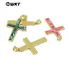 WT-JP378 ins Moda Natural Concha de Abulón Rosa y Blanca Diseño de Cruz Joyería Hecha a Mano y Accesorios