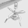 Popular Transfronterizo Lujo Ligero Simple Exquisito Plata Cuero Lazo Tres Dimensiones Amor Estrella Bolso Colgante Llavero