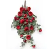 Planta Colgante Artificial de Rosa Peonía Lujosa Follaje Plástico Flor Falsa Enredadera Colgante de Pared Decoración de Pared Interior Planta de Pared de Flores