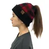 2020 AliExpress ebay Sombrero europeo y americano de otoño e invierno Estándar CC Rizos Cuadros grandes para mujer Cola de caballo de Navidad Sombrero de lana jacquard