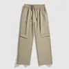 Calças largas de trabalho para casal para primavera e outono, calças impermeáveis retas para atividades ao ar livre, calças casuais largas unisex com múltiplos bolsos