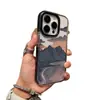 Funda Protectora para Teléfono Móvil Estilo Ins Transfronterizo Paisaje de Montaña al Atardecer Pintura al Óleo Transparente Suave iPhone18Promax Anticaída