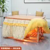 Mesa de Fuego Rectangular Plegable para Uso Doméstico, Mesa Calefactora Simple de Bambú para Invierno, Mesa Calefactora para Sala de Estar 1.2m