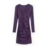Vestido Sexy de Encaje Puro con Empalme y Giro en V de Manga Larga para Mujer, Nuevo para Primavera y Otoño, Aspecto Adelgazante, Ceñido a la Cadera, Falda Corta