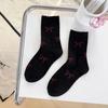 Calcetines para mujer de otoño e invierno, algodón, angora, lazo rojo, calcetines de tubo medio, estilo ballet de amor, calcetines apilables, calcetines de algodón suaves y cerosos