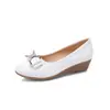 Zapatos de Trabajo para Mujer de Cuero de Vaca con Suela, Tacón Almohada Blanco, Cuña de Tacón Bajo, Punta Redonda, Novedad Primavera/Verano/Otoño 2026