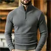2026 Nuevo Suéter de Punto con Media Cremallera para Hombre Otoño/Invierno Transfronterizo Talla Grande Moda Casual Camisa Base para Hombre