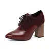 Zapatos de Punta Cosidos 2024 Zapatos de Mujer Tacones Altos y Tobillo Nuevo Comercio Exterior 4 Tallas de Zapatos Cordones Gruesos Negro Blanco
