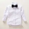 Camisa branca de algodão para meninos Roupas de desempenho de manga comprida Camisa branca feminina do ensino médio Vestido de menino para crianças Uniforme escolar do aluno