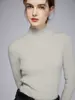 Outono e Inverno Novo Estilo Tricô Pequeno de Caxemira Moda Casual Versátil Cor Sólida Macio Ajuste Slim Gola Média
