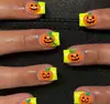 Novos Adesivos de Unha para Halloween para Comércio Exterior Estilo Europeu e Americano Clássico Francês Quadrado de Comprimento Médio Adesivos de Unha Desgastáveis Venda por Atacado