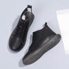 Outono e inverno cross-border novo estilo coreano botas curtas femininas sapatos de prancha única cano médio fundo plano salto baixo botas Martin europeias e americanas com cadarço