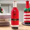 Funda de Botella de Vino Navideña, Portabotellas Tejido a Rayas, Decoración Festiva para Cocina Mesa de Comedor, Envoltura de Regalo de Navidad para Vino Tinto
