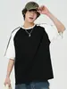 Camiseta Estilo Verano Pareja Hombre Patchwork Multicolor Manga Corta Marca de Moda Ins Casual Deportiva Top de Media Manga