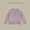 Cardigã de Tricô com Gola V para Bebê Menina Primavera/Outono Suéter Casaco Fino Infantil Roupa Externa Macia